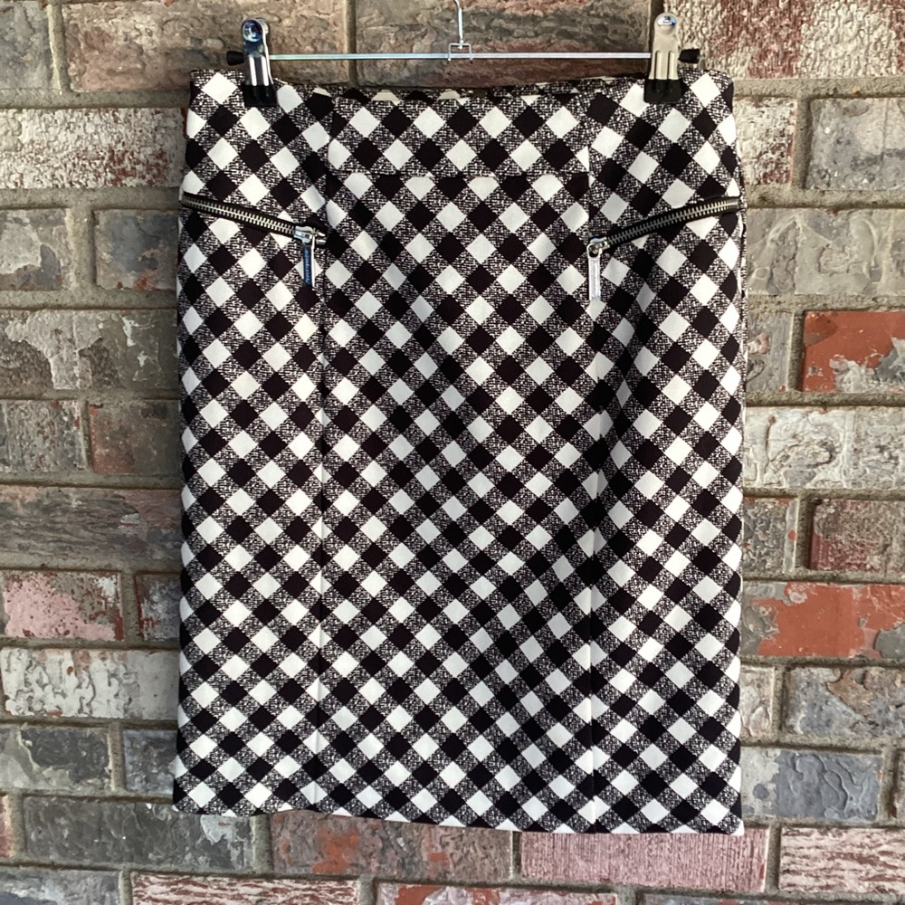Michael Kors Black and White Patterned Pencil Skirt